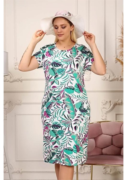 Dipmoda Kadın Bisiklet Yaka Büyük Beden Elbise AYSL43 - Mavi indirimleri