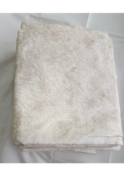 Krem Süngerli Koltuk Çekyat Örtüsü Damar Desenli Parlak