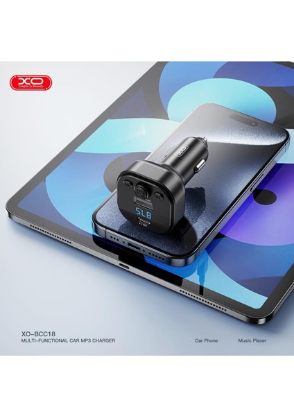 Araç Mp3 Şarj Cihazı BCC18- 15W Pd Hızlı Şarj,bt V5.3,fm Verici,çift USB Portu,kısa Devre Koruma