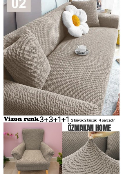 Jakarli Koltuk Kılıfı,koltuk Örtüsü Takımı 3 3 1 1 Lastikli,yıkanabilir,dayanaklıdır