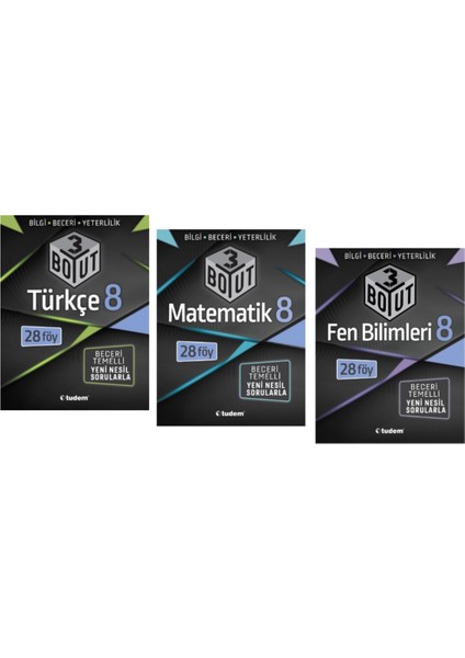 Tudem Yayınları 8.sınıf Lgs 3 Boyut Türkçe - Matematik - Fen Bilimleri Beceri Temelli Soru Bankası