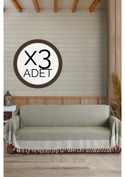 Haki Kollarını Örten 3 Adet Battal Boy 180 x 300 cm Koltuk Kanepe Divan Çekyat Örtüsü