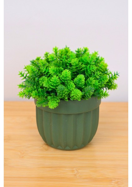 Dekoratif Saksılı Yapay Büyük Top Çiçek Haki 14 cm EVA-5791 C1-1-423