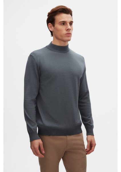 Ds Damat Regular Fit Okyanus Mavisi Pamuk Karışımlı Yarım Balıkçı Triko Kazak 5HF06ORT16275