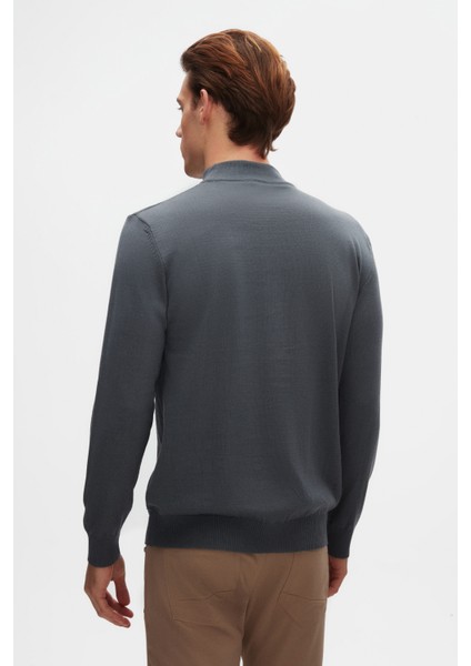 Ds Damat Regular Fit Okyanus Mavisi Pamuk Karışımlı Yarım Balıkçı Triko Kazak 5HF06ORT16275