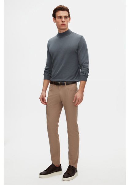 Ds Damat Regular Fit Okyanus Mavisi Pamuk Karışımlı Yarım Balıkçı Triko Kazak 5HF06ORT16275