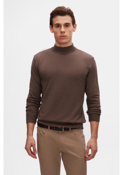 Ds Damat Regular Fit Vizon Pamuk Karışımlı Yarım Balıkçı Triko Kazak 5HF06ORT16275
