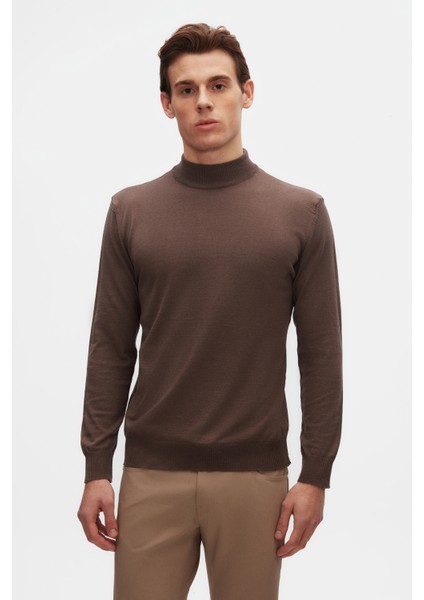 Ds Damat Regular Fit Vizon Pamuk Karışımlı Yarım Balıkçı Triko Kazak 5HF06ORT16275