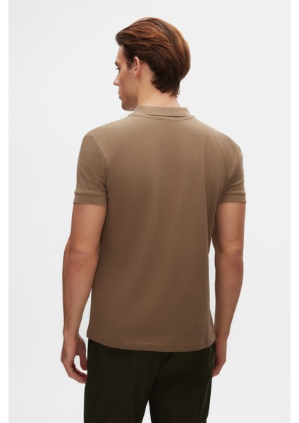 Slim Fit Vizon Pike Dokulu Yarım Fermuarlı Polo Yaka T-Shirt 4EC14ORTFRPLO