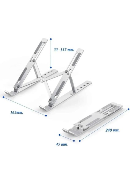 Alüminyum Ayarlı Laptop Macbook Notebook Uyumlu Stand Laptop Yükseltici Tablet Standı Süper