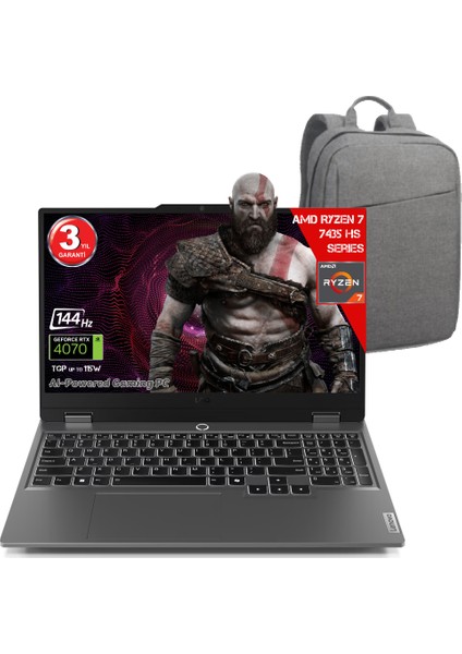 Loq 15ARP9 Amd Ryzen 7-7435HS 32 GB Ram Ddr5 1 Tb SSD SSD RTX4070 8gddr6 15.6 IPS 144Hz Fhd Freedos 83JC00FGTR-321C Dizüstü Bilgisayar (Yapay Zeka Destekli)+ Çanta