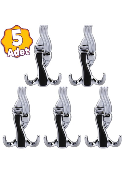 (5 Adet) Efsane Krom Metal Portmanto Vestiyer Duvar Dolap Elbise Askısı Kapı Askılığı Askılık