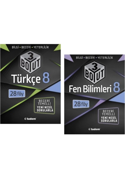 Tudem Yayınları 8.sınıf Lgs 3 Boyut Türkçe - Fen Bilimleri Beceri Temelli Soru Bankası