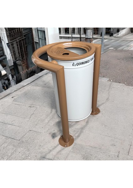 Dış Mekan Bahçe Çöp Kovası 30L Krem-Kahve