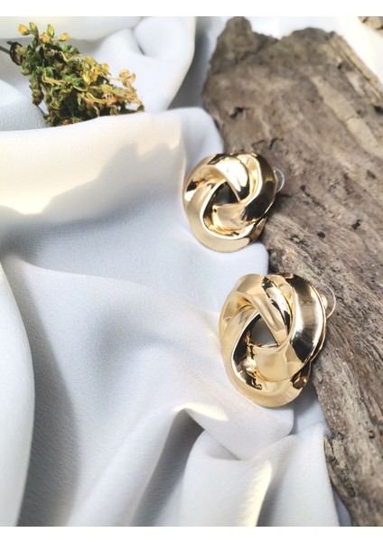 Kadın Gold Renk Eternal Knot 316L Çelik Küpe modelleri