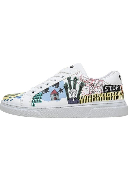 Kadın Vegan Deri Beyaz Sneakers - I Was Here Tasarım fırsatları