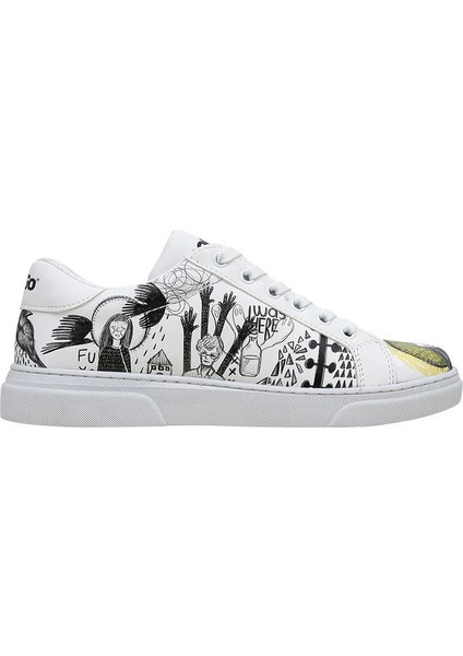 Kadın Vegan Deri Beyaz Sneakers - I Was Here Tasarım indirimleri