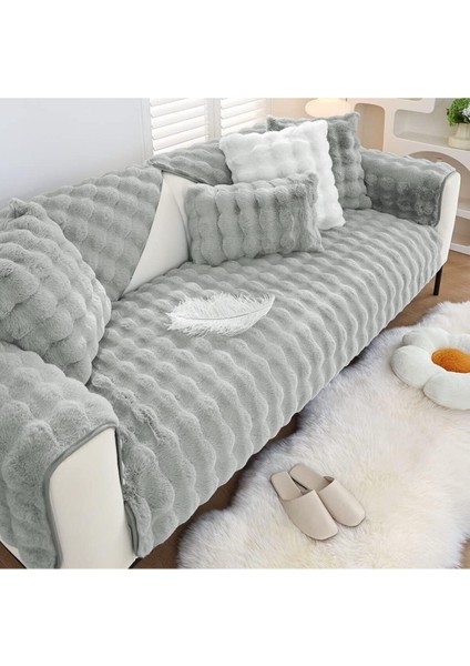 Tavşan Peluş Bubble Üç Kişilik Kanepe Örtüsü ( 1ADET ) Ölçüm 80 x 200 cm Oturmak Için-Açık Gri fiyatları