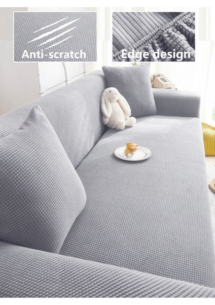 Likrali Streç Lastikli Esnek Yikanabilir Kare Desen Üç Kişilik Kotuk Örtüsü Koltuk Kılıfı Sofa Cove