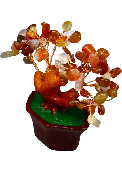 Karnelyan Doğal Taşlı Bonsai Hayat Ağacı – Enerji, Tutku ve Motivasyon Kaynağı!