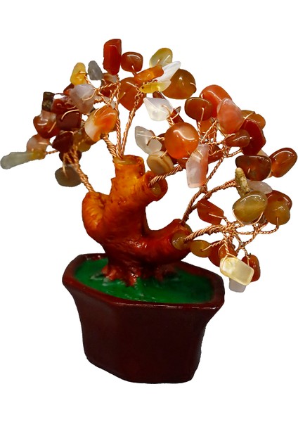 Karnelyan Doğal Taşlı Bonsai Hayat Ağacı – Enerji, Tutku ve Motivasyon Kaynağı!