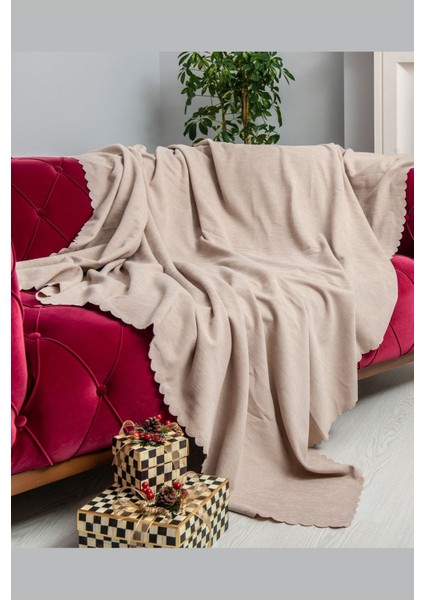 Koltuk Örtüsü | Çekyat Örtüsü | Koltuk Şalı 175X215 Mikrofiber Şönil Çift Taraflı Kaymaz | Camel