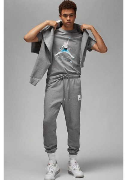 Air Jordan Mj Brand Graphic Crew Erkek Gri Spor Tişört fırsatları