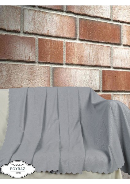 Mat Desenli Şönil Gri Çift Taraflı Koltuk Çekyat Örtüsü Şalı