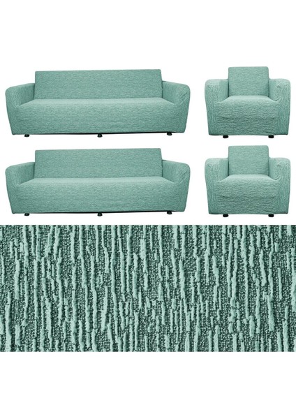 Jakarlı 3 3 1 1 Lastikli Kanepe Örtüsü | Lastikli Koltuk Örtüsü | Koltuk Kılıfı Takımı