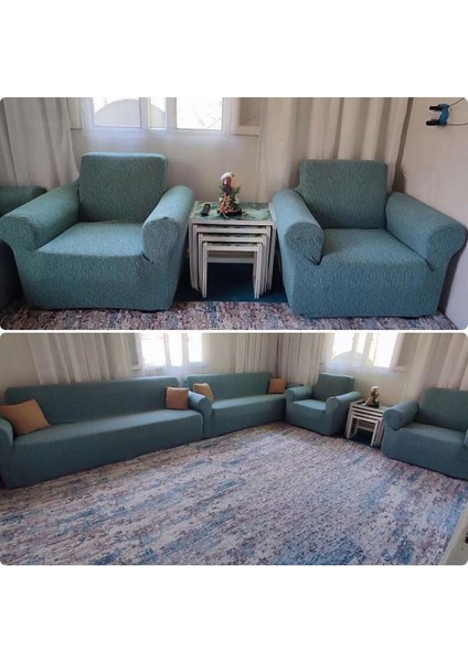 Jakarlı 3 3 1 1 Lastikli Kanepe Örtüsü | Lastikli Koltuk Örtüsü | Koltuk Kılıfı Takımı fiyatları