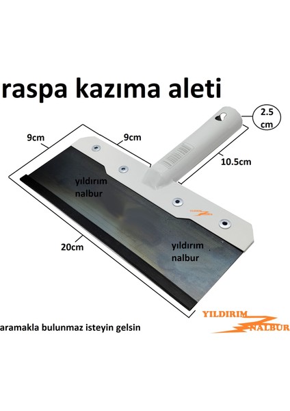 20 cm Raspa Çelik Kazıma Raspası Saptak Ispatula Komple Metal Kalite