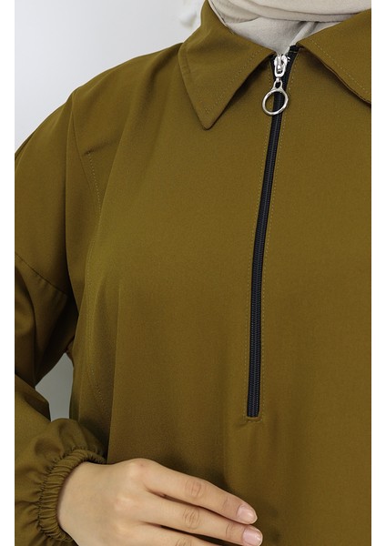 Double Kumaş Uzun Tunik Pantolon Ikili Takım 0034-05 Yağ Yeşili fırsatları