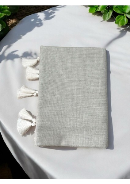 Döşemelik Keten Kumaş Püsküllü Koltuk Örtüsü Kaymaz Sırt ve Oturma Yerini Kaplar 140X200 cm