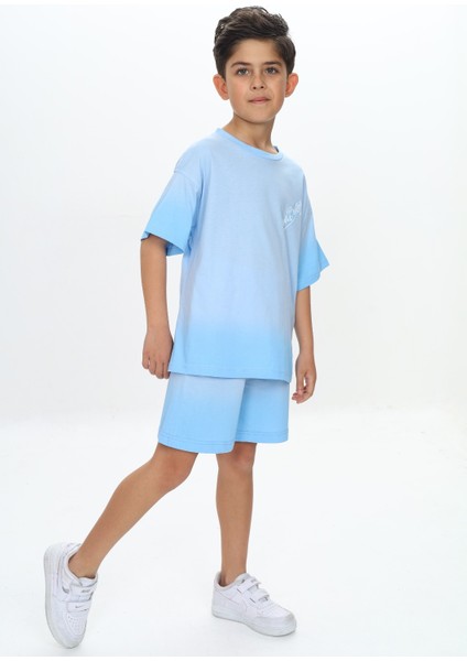 Erkek Çocuk Yıkama Efektli Baskılı Şortlu Takım fiyatları