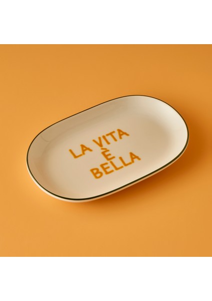 Line Oval Sunum Tabağı Yeşil (23X14 Cm)