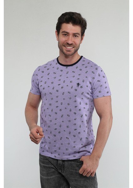 Lavander - Eflatun Desenli T-Shirt