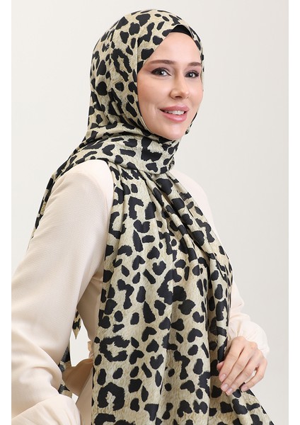 Leopar Desenli Şal 2076-01 Gold