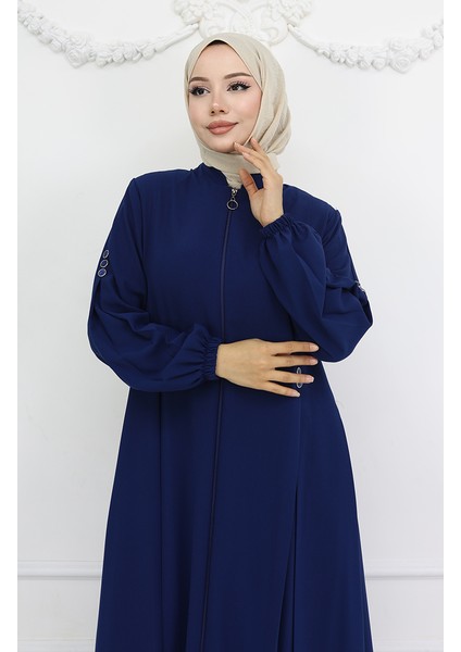 Düğme Detaylı Fermuarlı Ferace 6203-08 Parlement modelleri