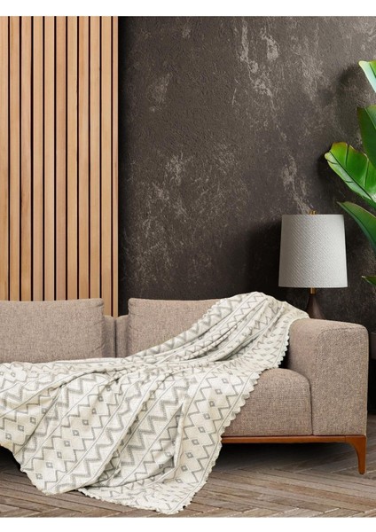 Softmicro Iskandinav Desenli 180X220 cm Koltuk Örtüsü Şalı, Kanepe Örtüsü, Tv Battaniyesi Gri fiyatları
