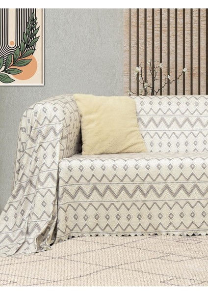 Softmicro Iskandinav Desenli 180X220 cm Koltuk Örtüsü Şalı, Kanepe Örtüsü, Tv Battaniyesi Gri modelleri