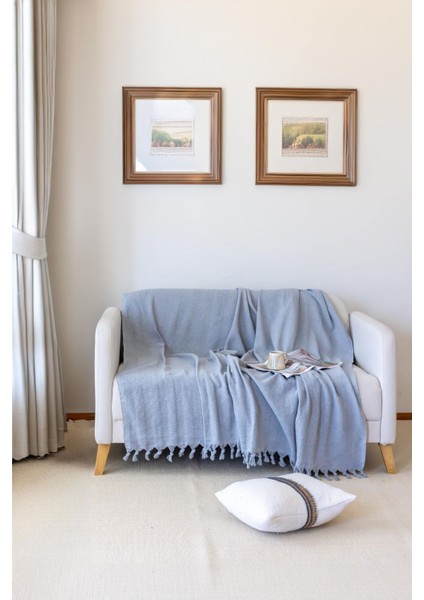 Balıksırtı Desenli Çift Taraflı Koltuk Örtüsü-Şalı Gri/gri 180 x 220 cm