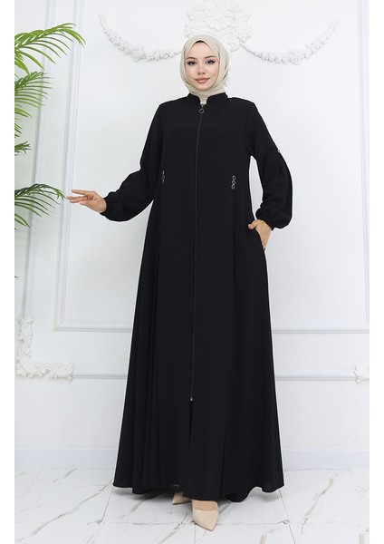Düğme Detaylı Fermuarlı Ferace 6203-02 Siyah fiyatları