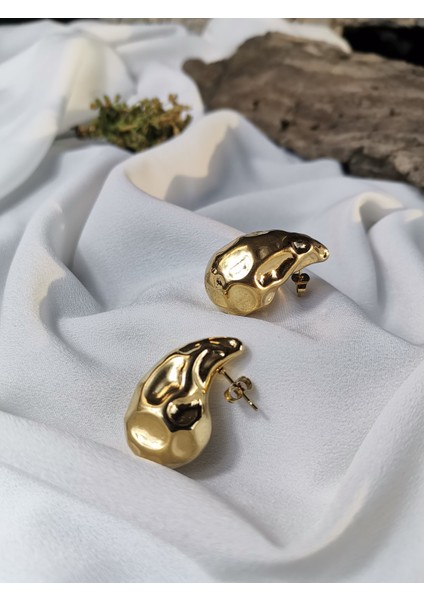 Kadın Gold Renk Molten Luxe 316L Çelik Küpe modelleri