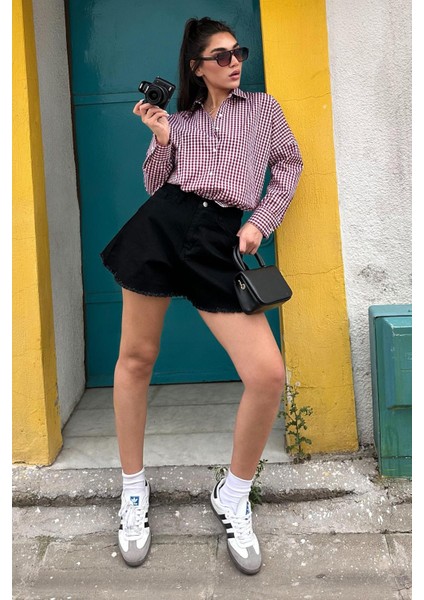 Bordo Pötikareli Uzun Kollu Kadın Gömlek MG2386 fırsatları