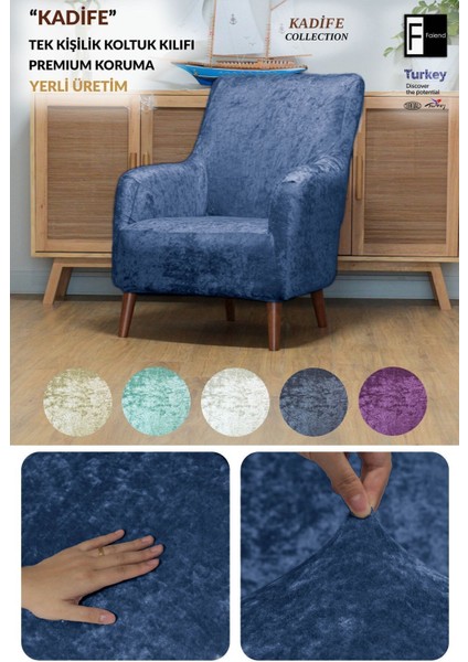 Kadife Tekli Koltuk Örtüsü Lastikli Kanepe Örtüsü | Lastikli Koltuk Örtüsü | Koltuk Kılıfı