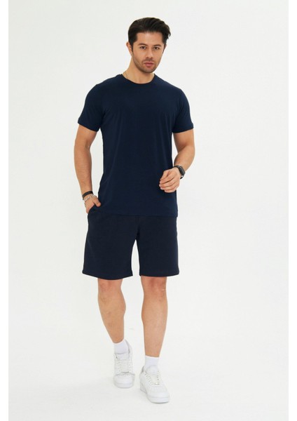 Erkek Pamuklu Basic Oversize Bisiklet Yaka Kısa Kollu Tişört