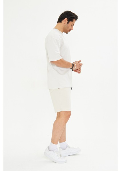 Erkek Pamuklu Basic Oversize Bisiklet Yaka Kısa Kollu Tişört