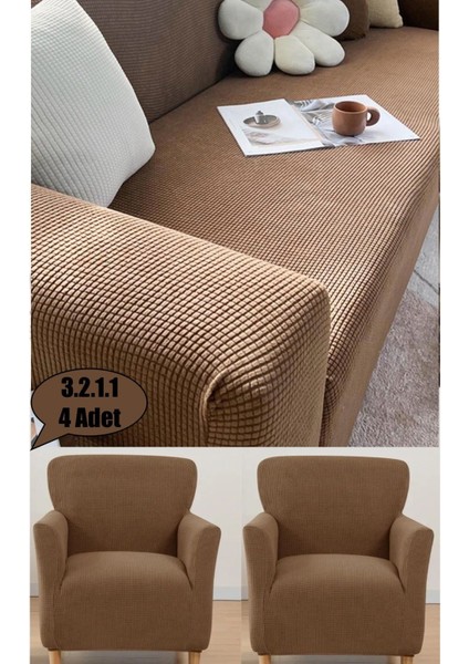 Likrali Koltuk Örtüsü Takımı 3 2 1 1 Koltuk Kılıfı Takımı (4 Adet) Sofa Cover