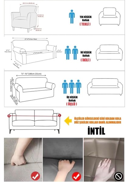 Likrali Koltuk Örtüsü Takımı 3 2 1 1 Koltuk Kılıfı Takımı (4 Adet) Sofa Cover