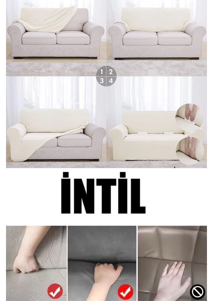 Likrali Koltuk Örtüsü Takımı 3 2 1 1 Koltuk Kılıfı Takımı (4 Adet) Sofa Cover